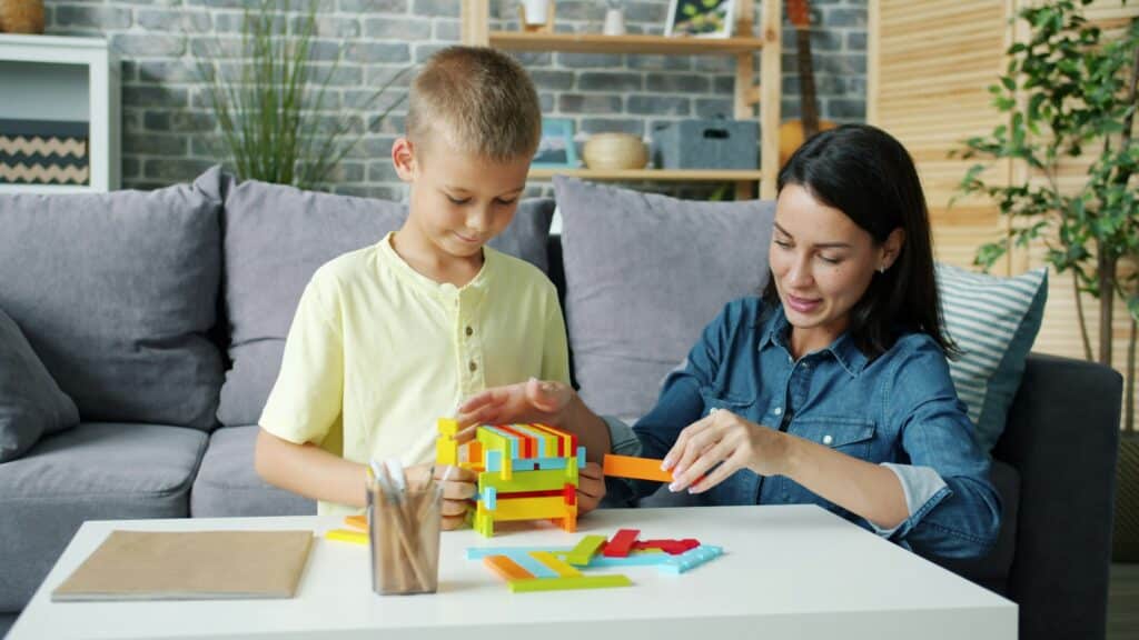 Parent and child playing together